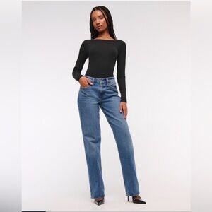 Abercrombie The Baggy Low Rise Curve Love Jeans in Medium Blue